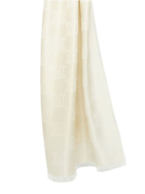 stola donna logo tono su tono misto setaaaaa/lana/cachemere beige oro MAX MARA | 14541051209002